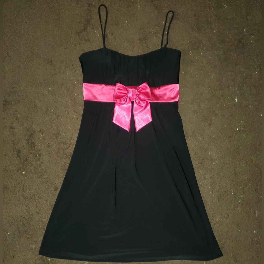 Black Dress with Pink Bow